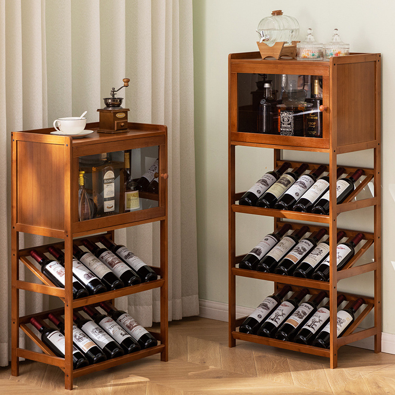 Food Storage Shelving - الصلبة الخيزران النبيذ الرف 3/4-Tier الطابق
