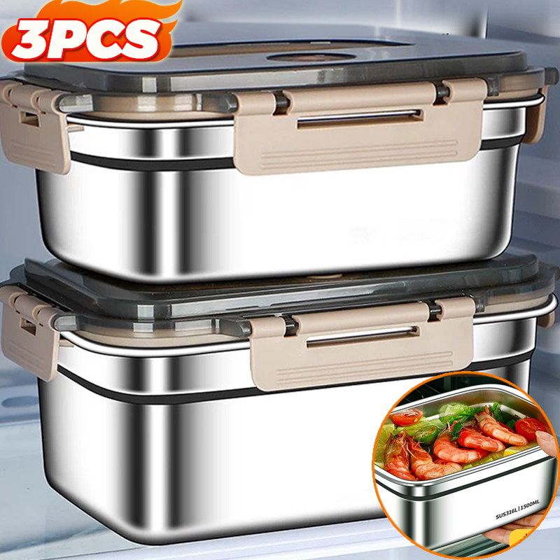 Food Storage Box Large - صندوق غداء كبير السعة من الفولاذ