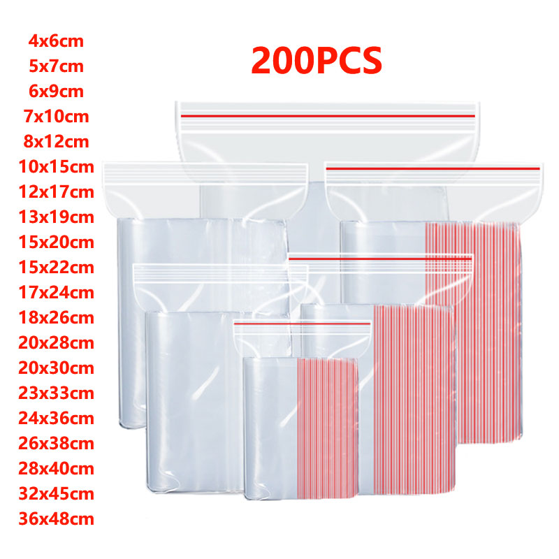 Food Storage Locker - 100/200 قطعة أكياس بلاستيكية صغيرة قابلة