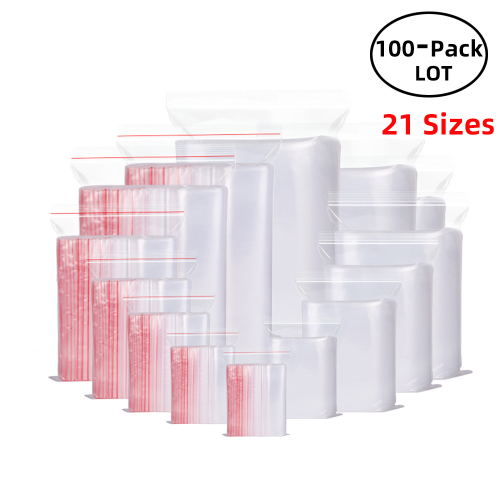 Food Storage Zip Lock Bags - 100 قطعة/الحزمة أكياس قفل بسحاب قابلة