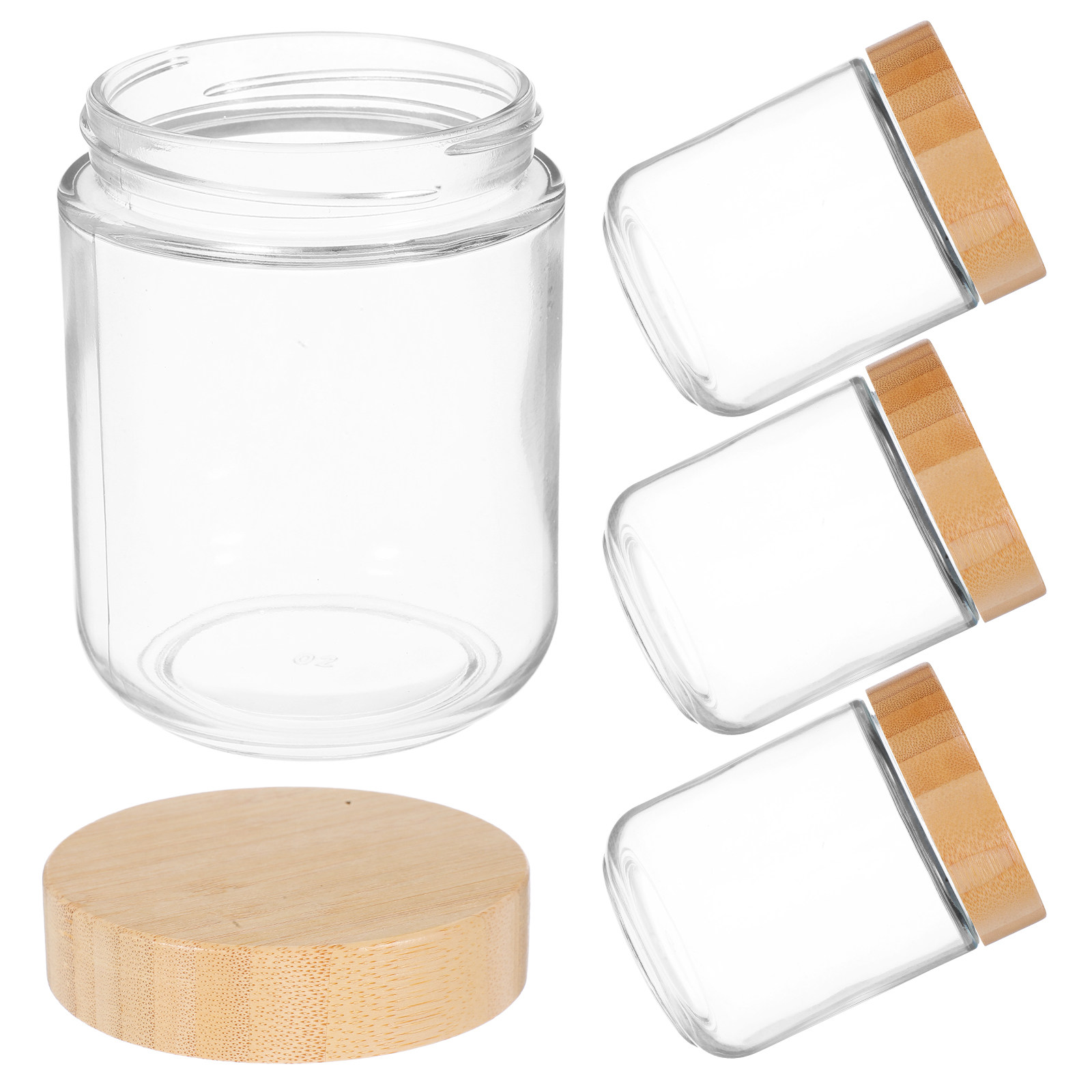 Food Storage Jars With Lids - 4 قطع من الأوعية الزجاجية الشفافة