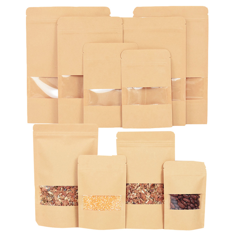 Food Storage Zip Lock Bags - 20/50 قطعة كرافت ورقة أكياس قفل