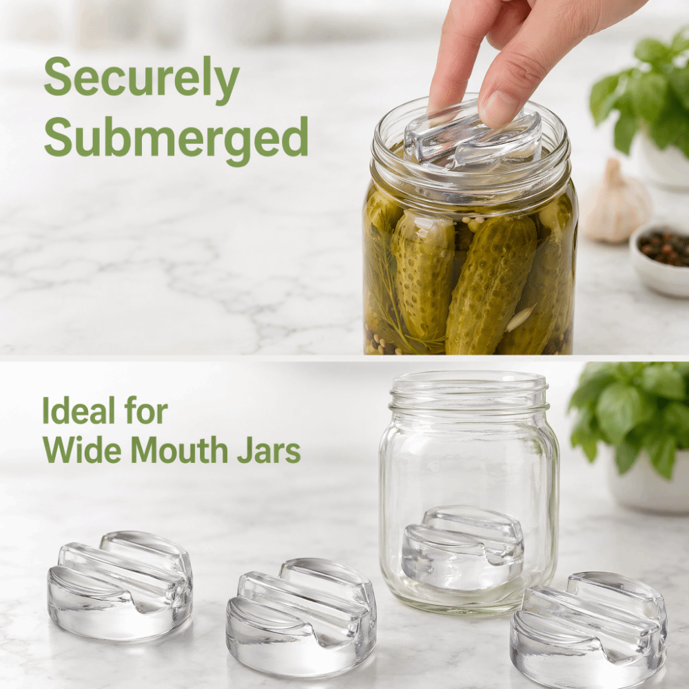Mason Jar Wide Mouth - أوزان زجاجية للتخمير بمقبض، غطاء واسع