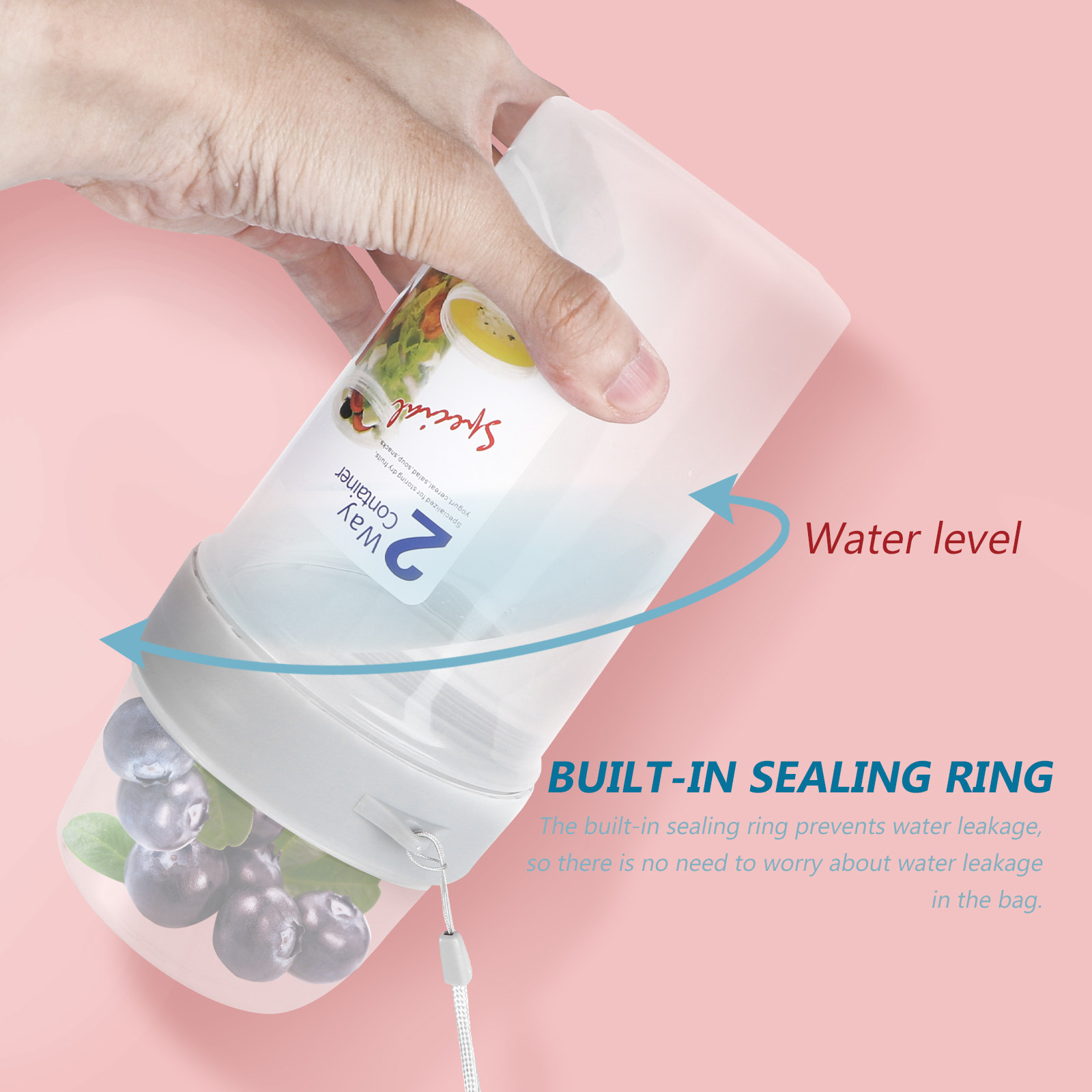 Food Storage Box Large - صندوق تخزين مزدوج الطبقات محكم الإغلاق،