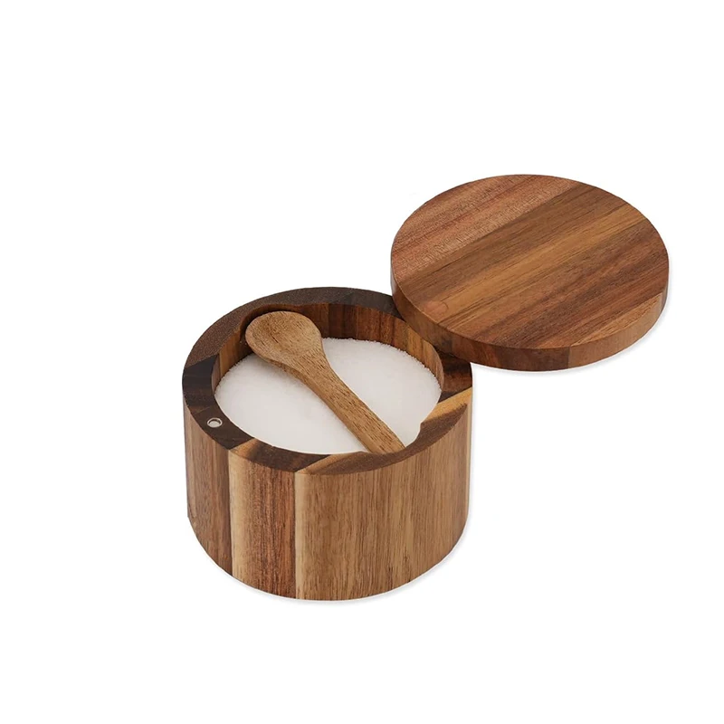 Herb Keeper Container - وعاء ملح وفلفل من خشب الأكاسيا