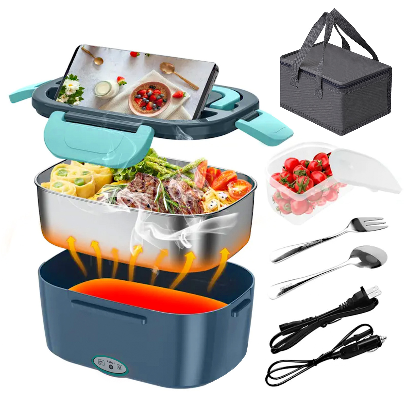 صندوق غداء كهربائي للتسخين بقو - مراجعة Food Storage Lunch Box وسعره
