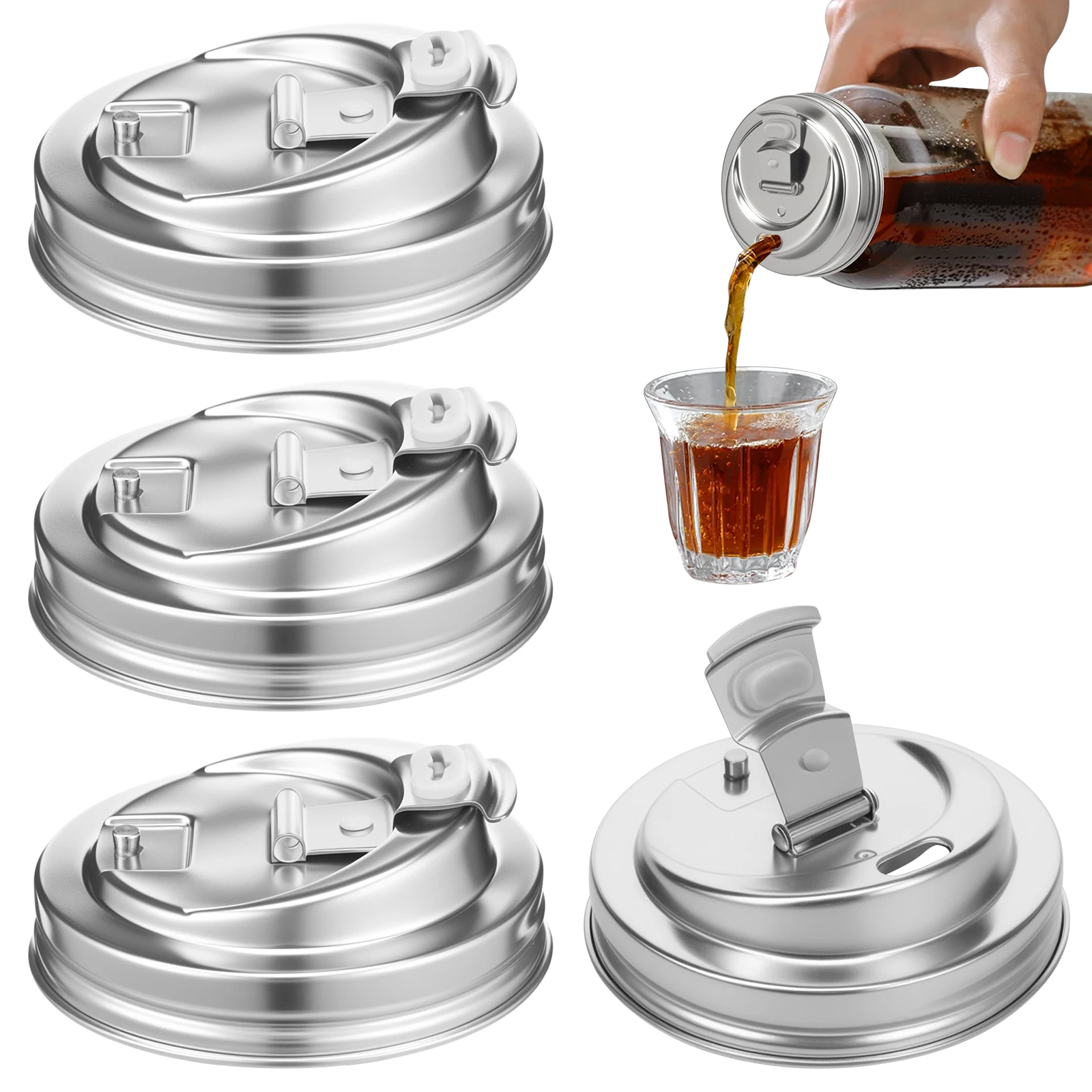 4 قطع أغطية قوارير ماسون ذات ف - مراجعة Mason Jar Wide Mouth وسعره
