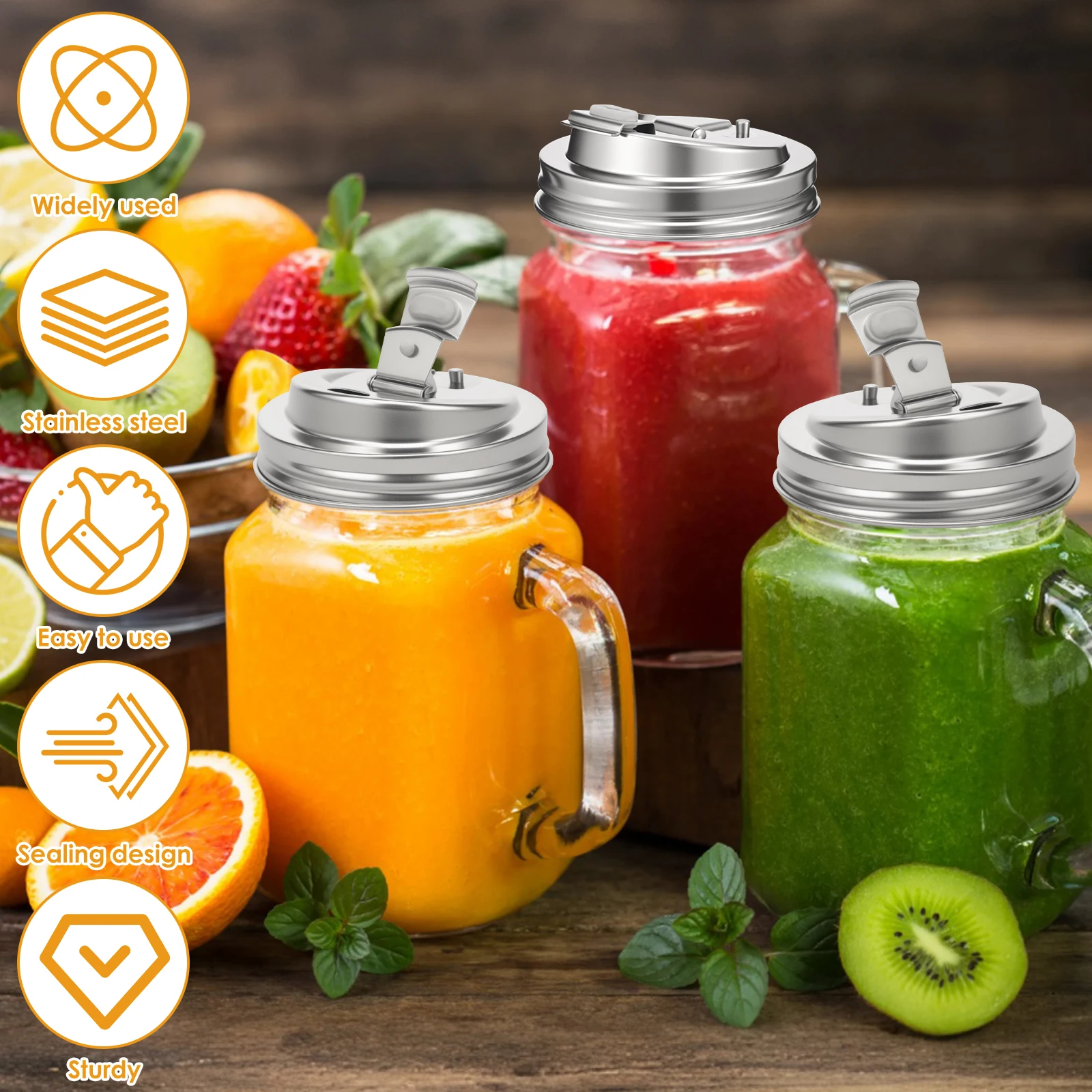 4 قطع أغطية قوارير ماسون ذات ف - مراجعة Mason Jar Wide Mouth وسعره