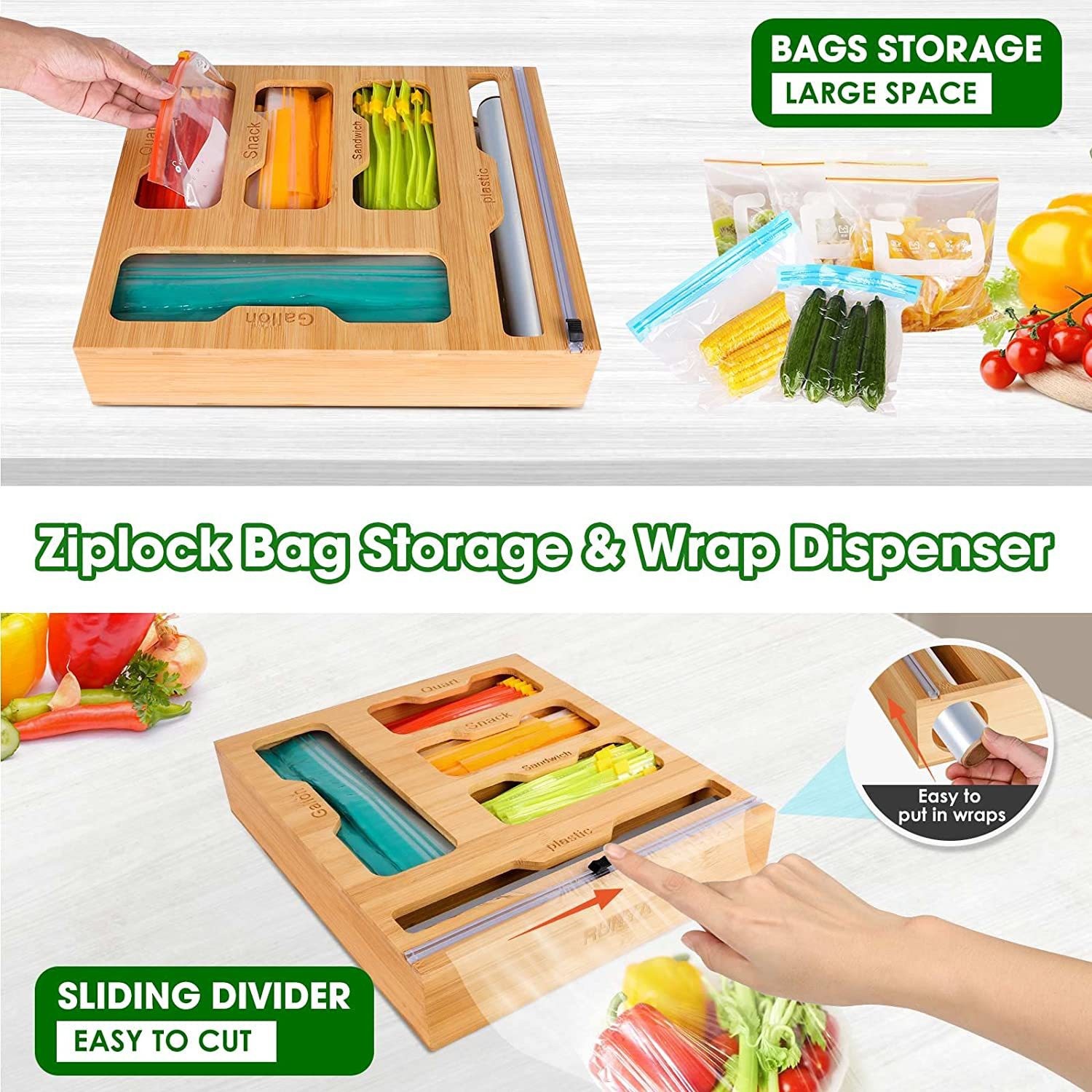 حامل حقيبة طعام من الخيزران بس - مراجعة Food Storage Zip Lock Bags وسعره