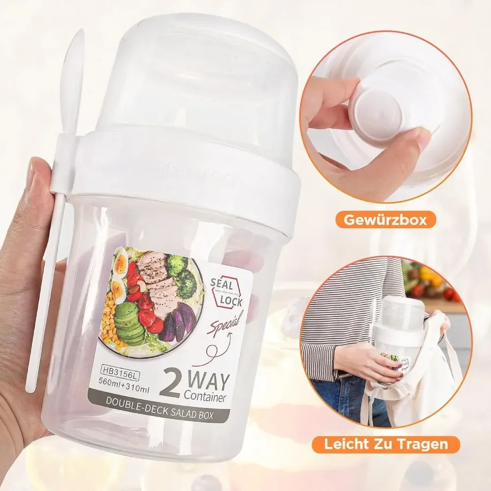 كوب سلطة أكواب الإفطار المحمول - مراجعة Food Storage Made Easy وسعره