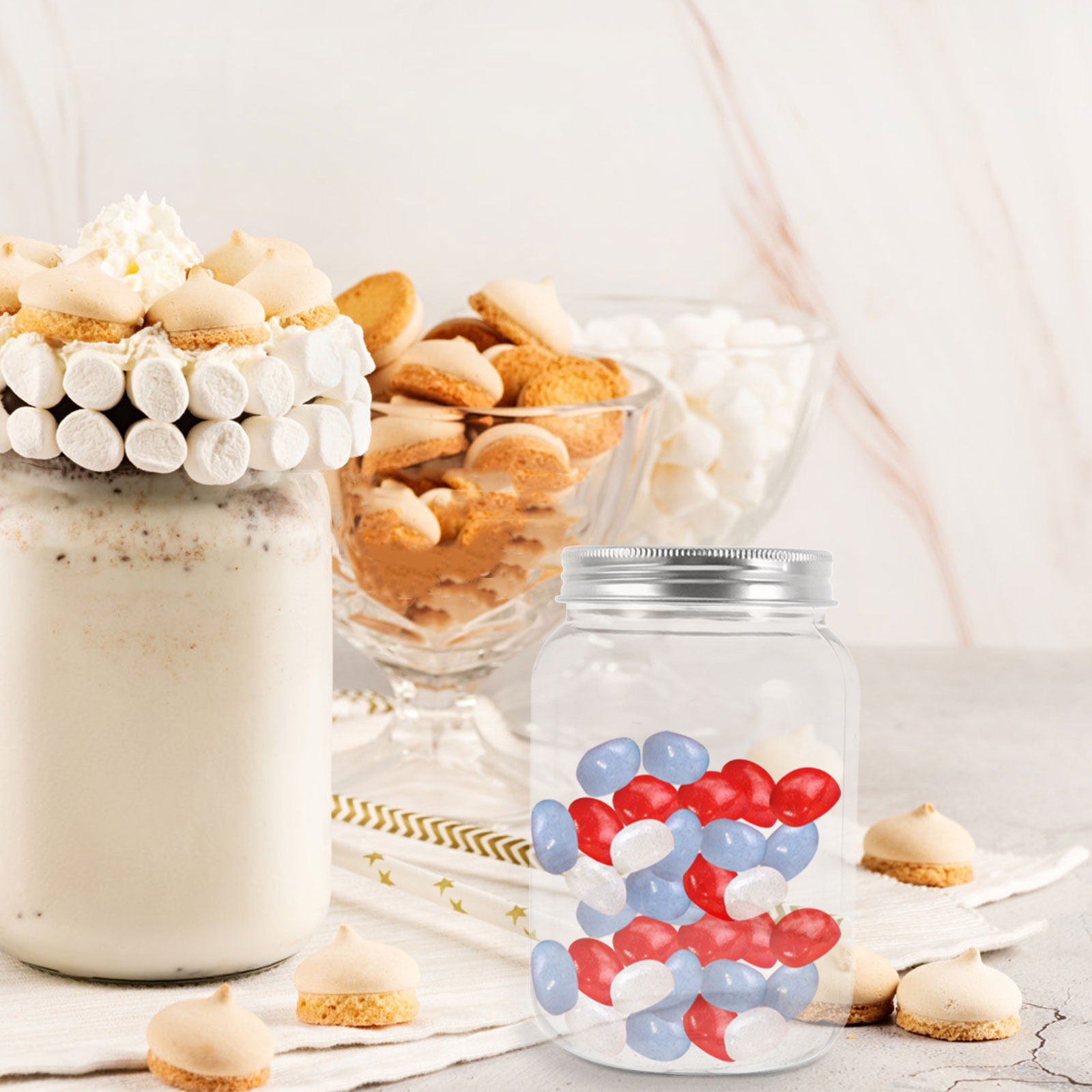 4 قطع من أوعية ماسون البلاستيك - مراجعة Food Storage Jars With Lids وسعره